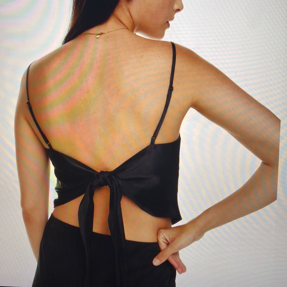 Aritzia Sunday best Elektra satin tie black camisole
